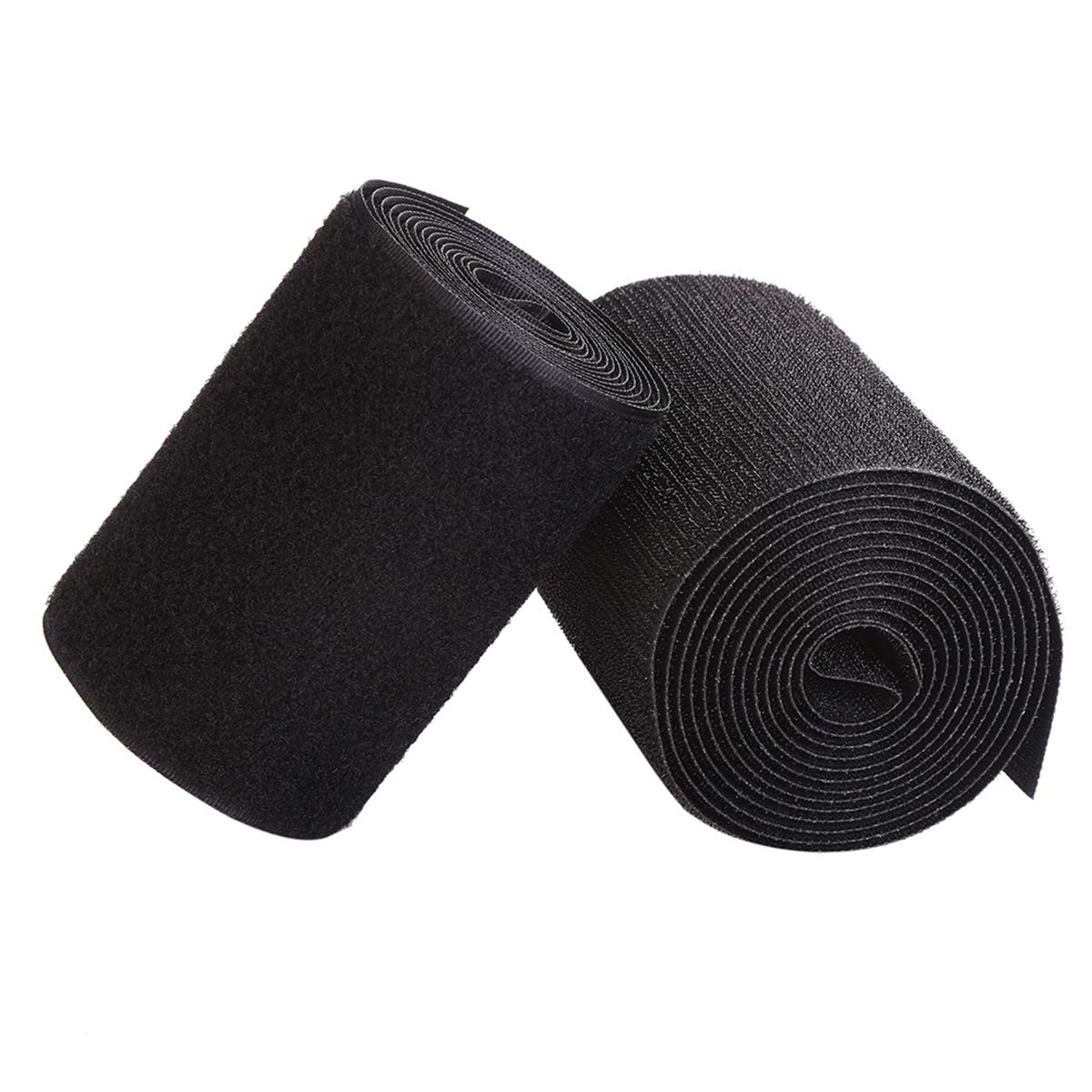 Sew on Hook and Loop Style 4 Inch Non-Adhesive Back Nylon Strips Fabric Fastener Non-Adhesive Interlocking Tape Black,3 Yard