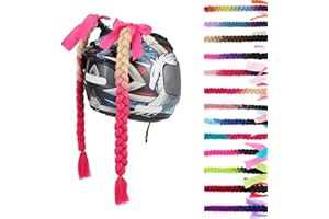 SEGO 1PCS/2PCS Helmet Pigtail Braids with Detachable Suction Cup Bowknot Ponytail Hair Many Colors (Helmet not Included)