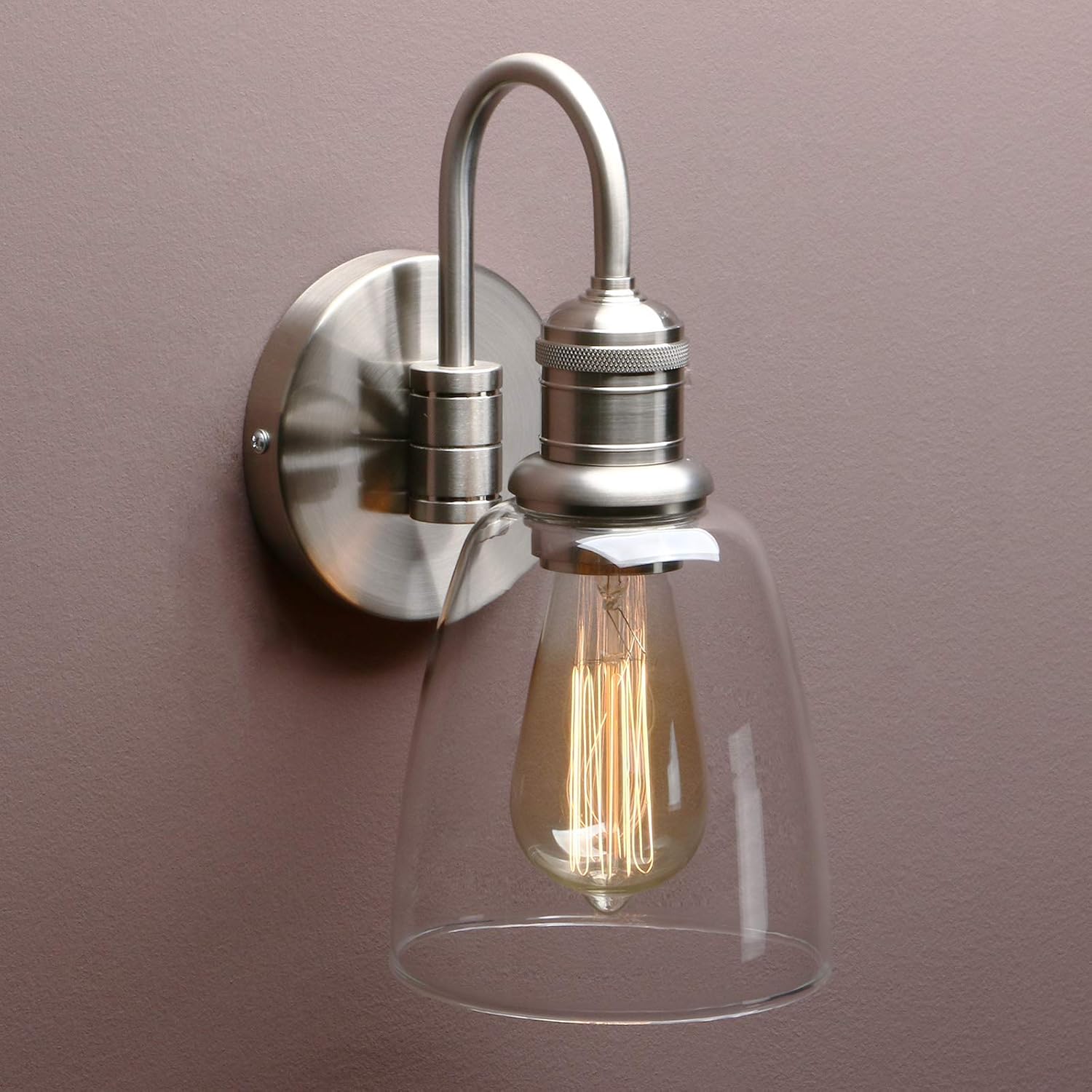 Yosoan Lighting Modern Vintage Industrial Bell Sconce Wall Light Fitting with 5.6” Clear Glass Lampshade - Image 3