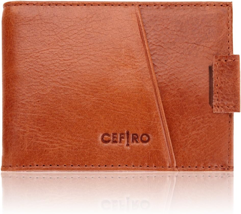 CEFIRO Rfid Wallets for Men Slim Genuine Leather Bifold Wallet
