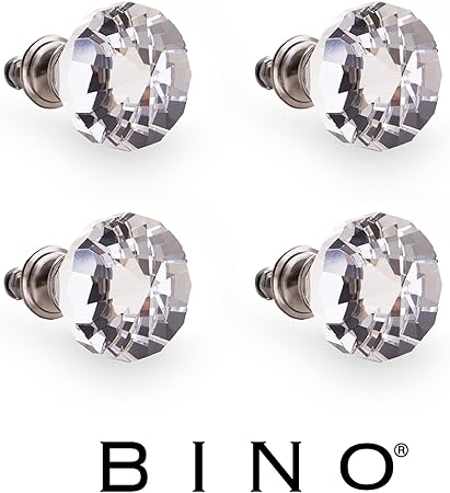 Bino 4 Pack Crystal Drawer Knobs 1 5 Diameter 38mm Satin