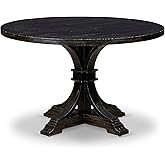 Luxe by East West Furniture - IR7-11-TP - A Wood Wood Table with a Round Tabletop and Stylish Pedestal – Sand Blasted Black F