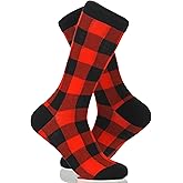 CYZ Black Red Buffalo Plaid Family Unisex Premium Turkish Cotton Socks - Festive Holiday Footwear for a Cozy Winter Look