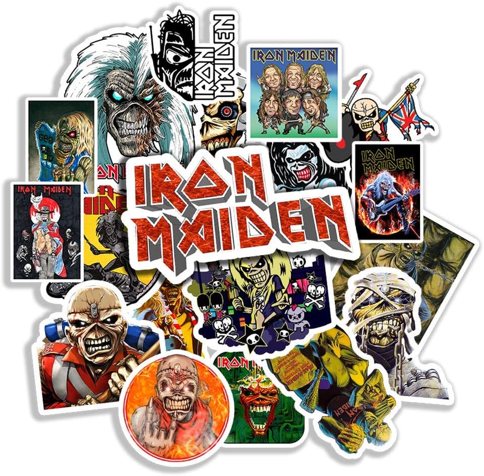 Endibas Iron Maidens Music Heavy Metal Band-Eddie Set Rock Cool Star Black White Arts Stickers for Laptops Tumblers Books Luggages Cases Pack 20pcs