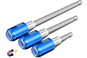 3-Piece Magnetic Quick Change Impact Bit Holder, Drill Bit Extension for 1/4" Hex Drives, 2.5/4/6 Inch Length, Ideal for Scre