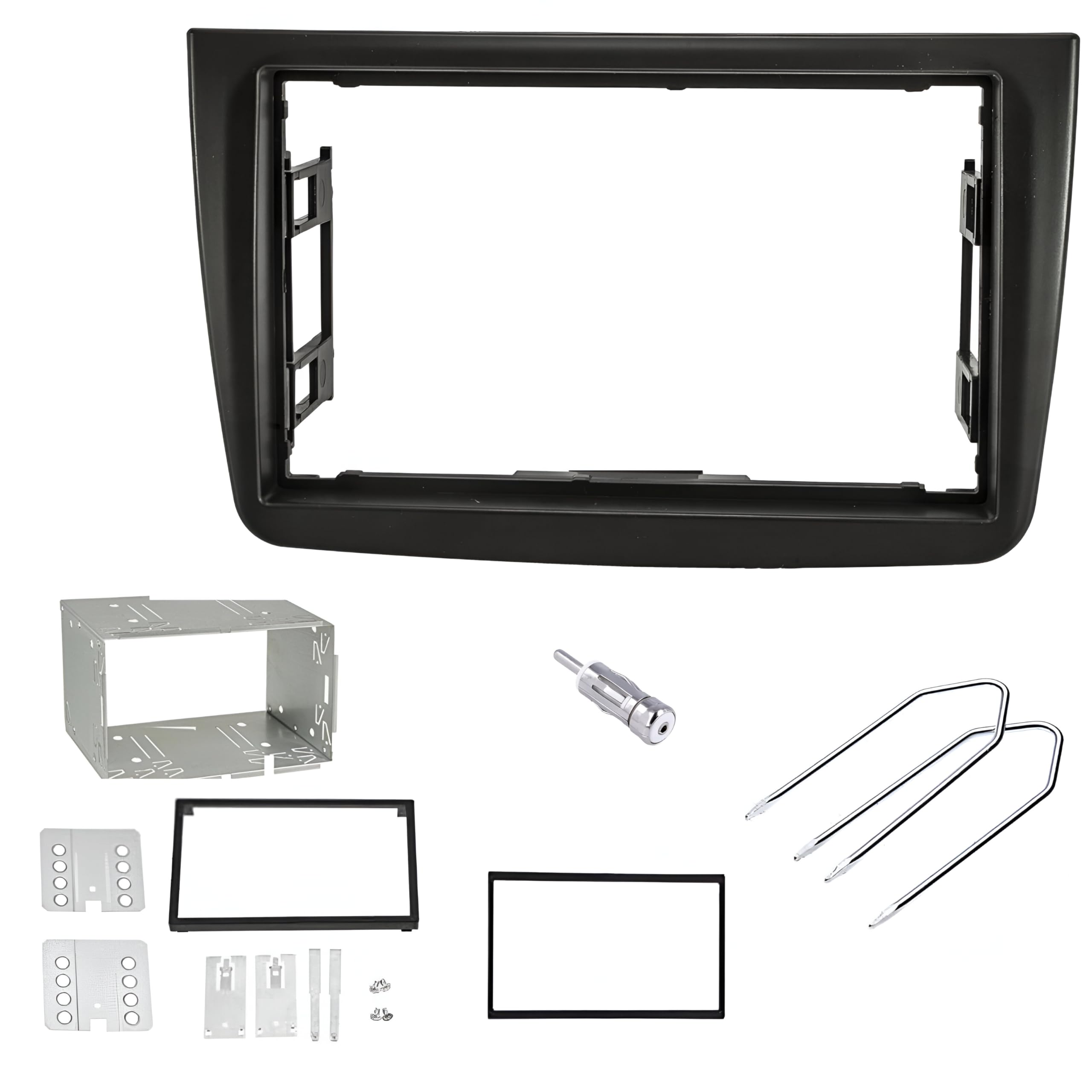 Sound-way 2 Din Car Radio Installation Kit with Metal and Antenna Adapter for Alfa Romeo Mito Black