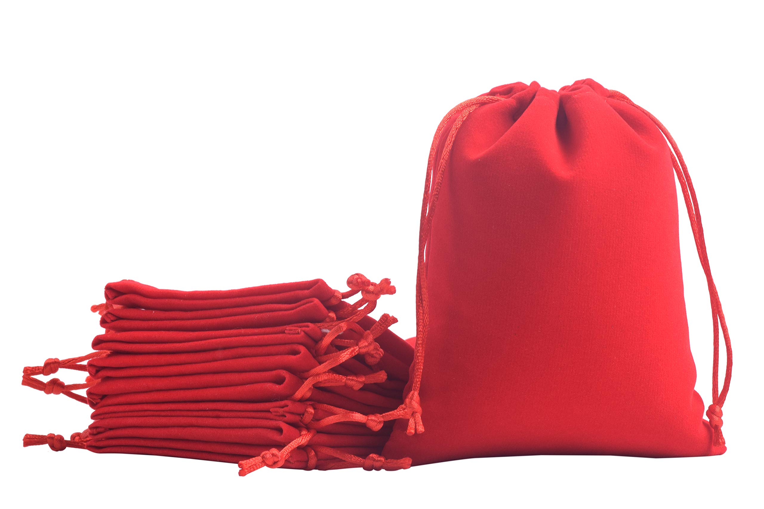 KONMAY 10pcs Velvet Drawstring Bags, Red 13.0x18.0cm Velevet Jewellery Pouches for Gifts, Party Favors