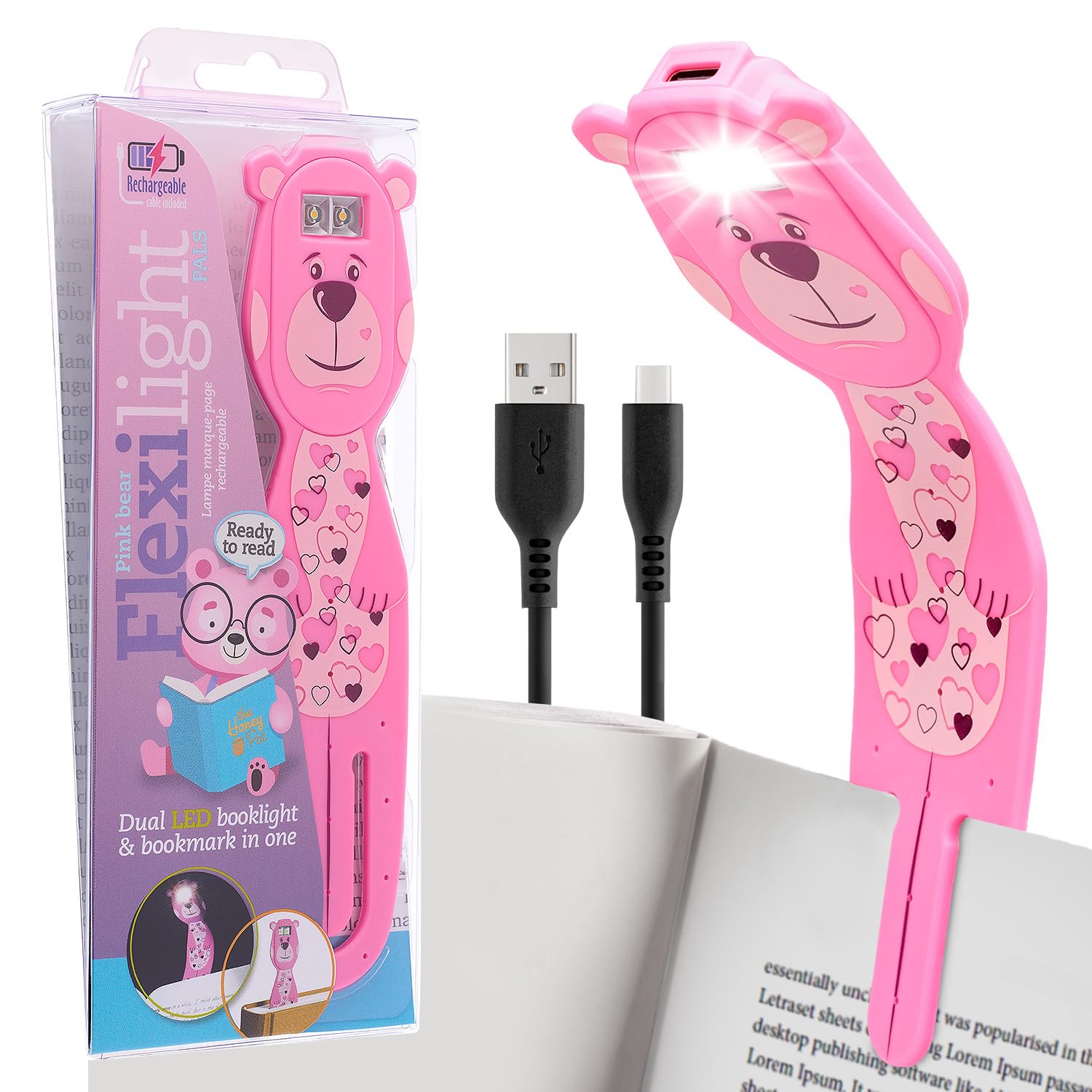 Flexilight Reachargeable Reading Light | 2 in 1 Bookmark Book Light | LED Clip On Reading Lamp | Children and Adult Book Torch | Book Accessories | Gift for Readers, Book Lovers.