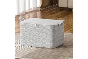 1 Pc Extra Large Foldable Storage Box With Lid, Space-Saving Fabric Collapsible Organizer Bin For Under-Bed And Closet Storag