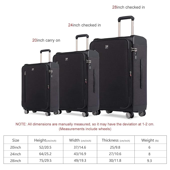 28 inch luggage dimensions in cm