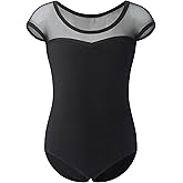 Stelle Leotards for Girls Ballet Dance Leotard Mesh Short Sleeve Gymnastics Outfits for Toddler/Little/Big Kids