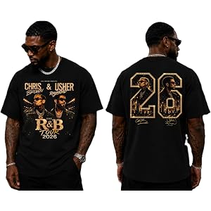 Chris Brown & Usher R&B Tour 2026 T-Shirt – Vintage Concert Graphic Tee – Hip Hop Music Fan Shirt – Unisex Cotton Graphic Tee