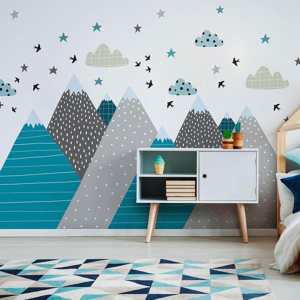 Janeka Giant Scandinavian Mountains Children's Wall Sticker 55 x 110 cm
