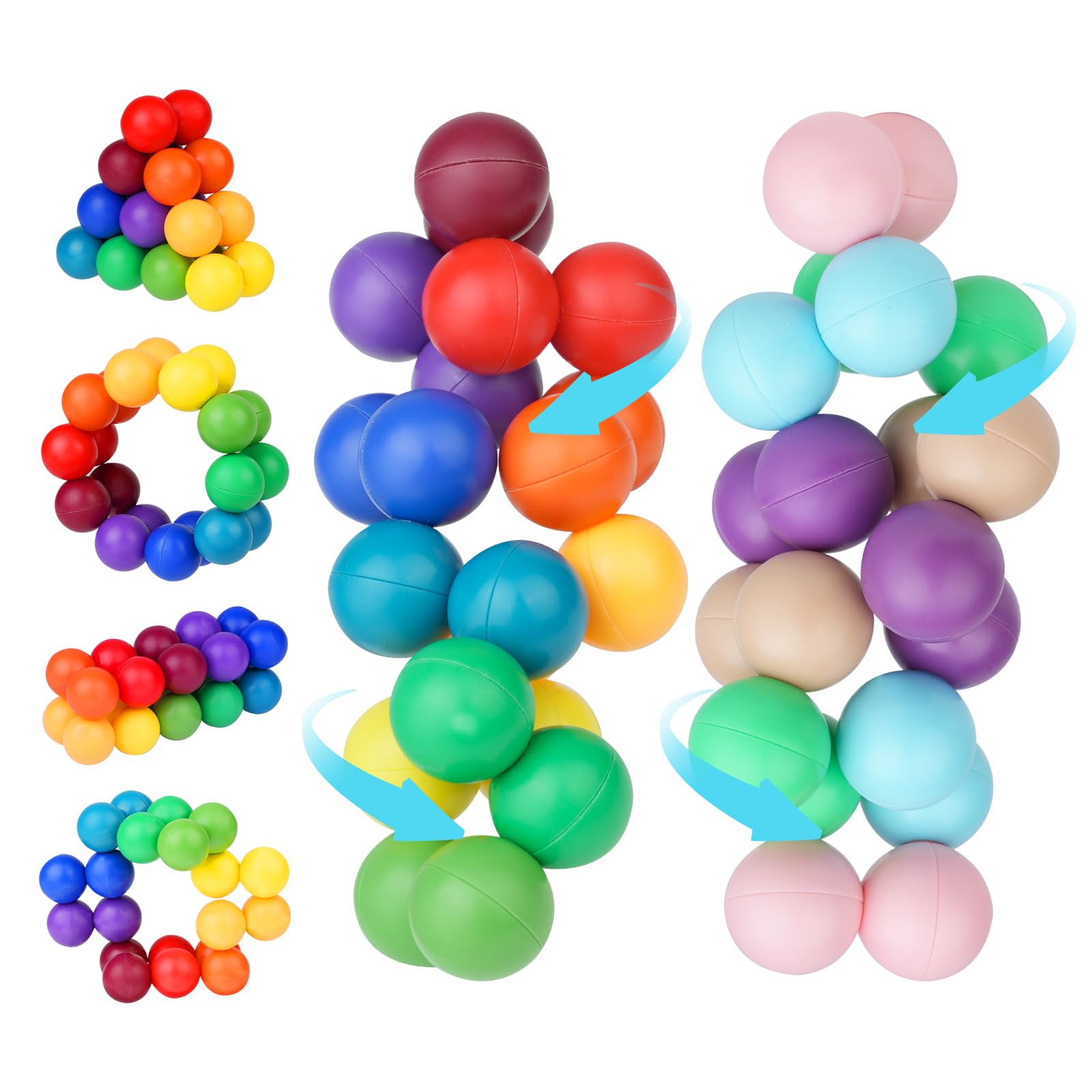 Ainiv 2PCS Sensory Fidget Toys for Kid Toddler, Autism Rainbow Ball ADHD Therapy Cool Desk Toy, Travel Fidget Toy for Toddlers 2-4, Easter Basket Stocking Stuffers Valentine Gift for Kids Adult(Small)