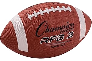 Champion Sports Rubber Football – Durable All-Weather Football with Enhanced Grip - Backyard Play & Training – Pee Wee to Official Sizes