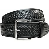 Utility Uniform Work Belt Basketweave Embossed One Piece Full Grain Belt 1-3/4"(45mm) Wide, Multi-Style Options