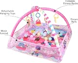 Bebamour Baby Playmat Floor Gym 0-24 Months 80x80cm 18 Balls 5 Toys Pink view 3