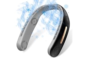 OLV Neck Fan 4 Turbo 6000mAh Portable Neck Fan 360°Cooling Airflow Bladeless Neck Fan USB Rechargeable with 3 Speeds Adjustment Wearable Personal Fan for Outdoor Travel Indoor - Black