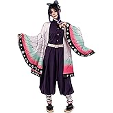 OSIAS Women Anime Kochou Shinobu Cosplay Costume with Embroidered Top and Butterfly Headwear
