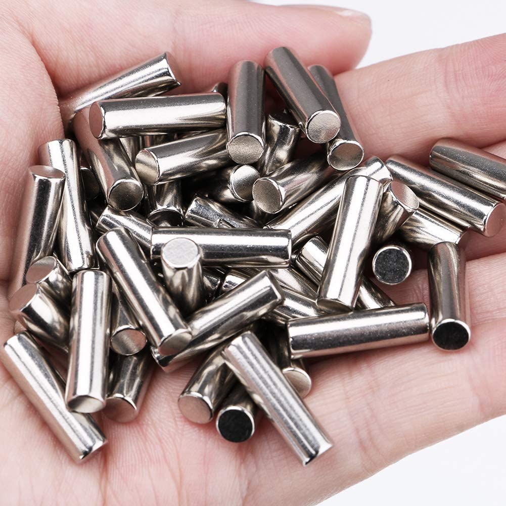 zalati Pickup Pole 24pcs Alnico Slug Metal Pins Polepiece Magnet Cylinder Rods for Electric Bass Guitar Replacement - 18mm/12pcs + 15mm/12pcs — image 1