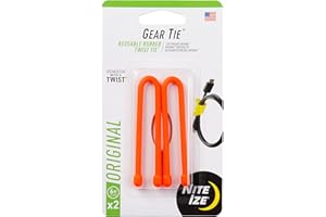 Nite Ize Original Gear Tie, Reusable Rubber Twist Tie, 6-Inch, Bright Orange, 2 Pack, Made in the USA