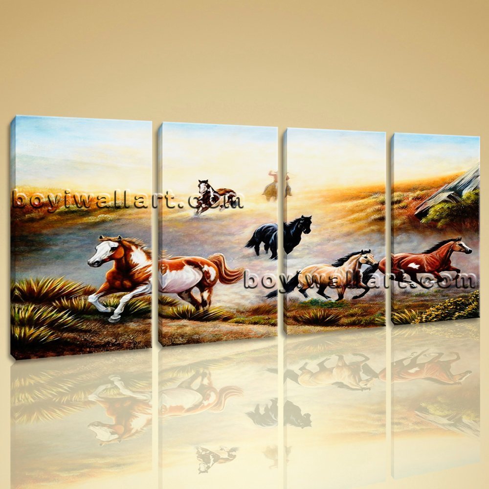 Contemporary Abstract Landscape Horse Painting Print Canvas