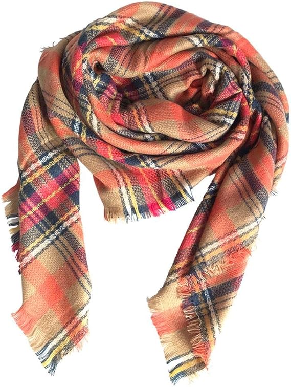 Amazon Xiang Ru スカーフ レディース メンズ ストール マフラー ショール 両面 大判 オシャレ 格子 春夏秋冬 防寒 冷房対策 プレゼント 誕生日 旅行 オレンジ スカーフ 通販