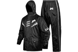 J.A.G. Motorcycle Rain Suit for Men & Women - 2 Pieces Waterproof Rain Jacket & Pants | Reflective Rain Coat with Hoodie