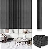 Peel and Stick Black Slat 3D Wall Panels 4"x98",Wood Acoustic Accent | Self-adhesive, removable, soundproof 3D wood wall panels for bedroom, living room, TV background, easy DIY home d&eacute;cor.