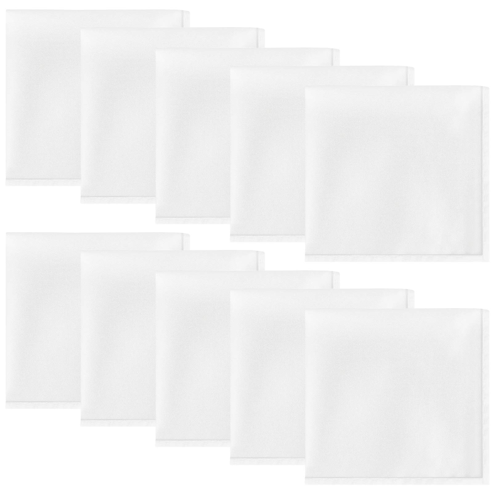 Photo 1 of 10 PCS Pocket Squares, Suit Silk Handkerchief For Men & Boys (White)