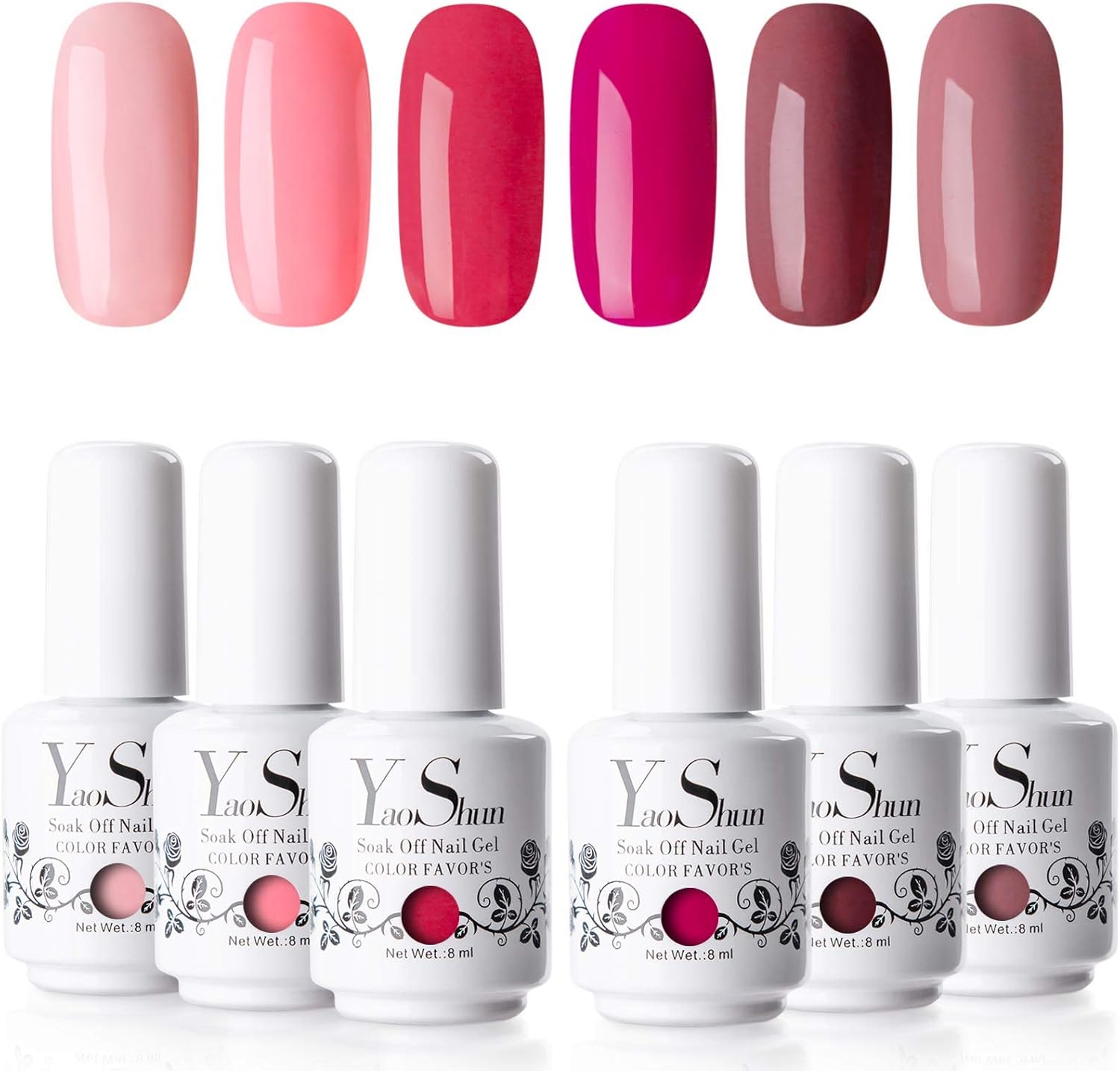 Vernis Gel Semi Permanent Y&S UV LED Vernis à Ongles Gel Soak Off Nail Polish Cadeau Kit 6