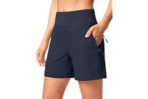 SANTINY Women's 5''/ 7''Hiking Shorts with 3 Zipper Pockets Lightweight Quick Dry Golf Shorts for Women Athletic Walking