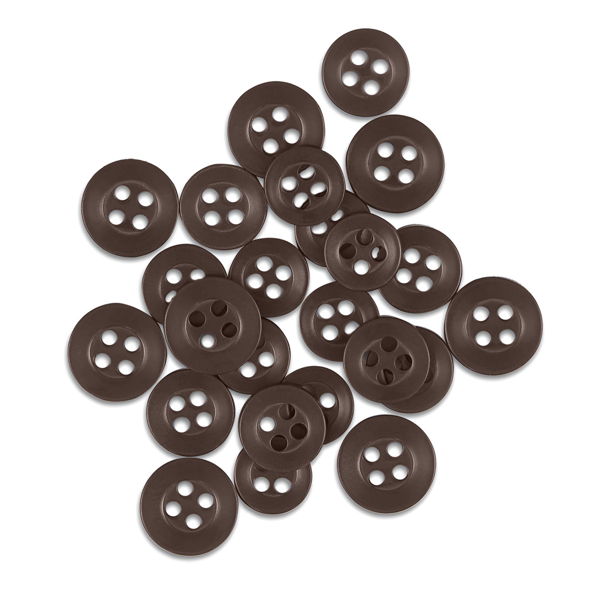 ButtonMode Standard Shirt Buttons 22pc Set Includes 8 Shirt Front Buttons (11mm or 7/16 in), 7 Sleeve Buttons (10mm or 3/8 in) & 7 Collar Buttons (9mm or Almost 3/8 in), Brown Dark, 22-Buttons