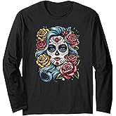 La Catrina Day Of The Dead Dia De Los Muertos Sugar Skull Long Sleeve T-Shirt