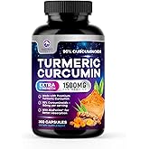 Turmeric Curcumin Supplement 95% Curcuminoids 1500mg with Organic Turmeric & BioPerine Black Pepper Extract for Best Absorption, Natural Vegan Joint Support, Non-GMO, Bottled in USA - 360 Capsules