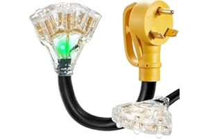 WYM world 30 Amp to 20 Amp 110V RV Distribution Adapter NEMA TT-30P Male to 3X 5-15R/5-20R 30 Amp to Triple 15 Amp / 20 Amp 3-Prong to Multiple Household Outlet RV Generator Distribution Cord