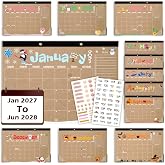 Large Doodle Desk Calendar 2027-2028 18-Month Teacher Planner 27-28 Desk Desktop Holiday Monthly Classroom Calendar January 2027 - June 2028 with Holiday Planner Stickers