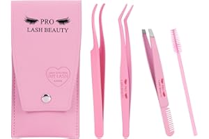 PRO Lash Tweezers Eyelash Applicator for Lash Clusters 3 in 1 DIY Lash Extension Tweezers Kit Eyelash Tweezers with Lash Brus