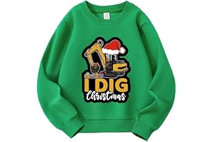 AQYLXLHH Toddler Boys Girls Christmas Sweatshirt Kids Ugly Xmas T-Shirt Excavator Deer Graphic Long Sleeve Outfit 2-7 Years
