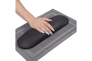MERTERFLY Nail Arm Rest Pillow and Mat Luxury Salon Manicure Armrest Cushion Nail Art Hand Holder Manicure Hand Rest Cushion Pad Tool for Nail Tech Manicurist (With Mat, Black)