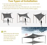 Mokani Sun Shade Sail 3x3m Rectangle UV 95% Waterproof with Rope Grey view 7