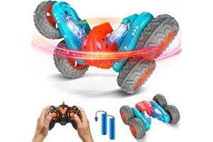 Abifny Remote Control Car -RC Stunt Car Truck 2.4Ghz Race Toy Double Sided Rotating 360° Flips, with LED Indoor Outdoor All Terrain Rechargeable Electric Toy Cars Gifts for Boys Kids