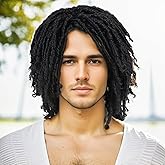 GNIMEGIL Black Dreadlocks Locs Wig Short Afro Braids Styles 14 inch African American Natural Synthetic Curly Wig South Africa