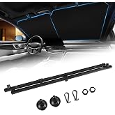 Ryansunoro Upgraded Retractable Car Windshield Sun Shade | Automatic Retractable Windshield Sun Shade, 420D UV Block Fabric, Alloy Steel Frame, Black, Universal Fit Most Sedans SUVs