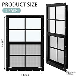 Tandefio 2 Pcs 18'' x 27'' Black Shed Window