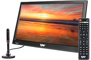 Tyler 16" Portable TV LCD Monitor Battery Powered Wireless Capability HD-TV, HDMI, USB, RCA, AC/DC, FM Radio, Car Charger, Remote Control, Built in Stand Small Mini for Car & Traveling