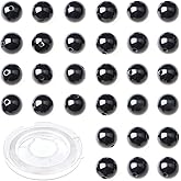 CMBYN 10mm 100pcs Natural Stone Beads Black Onyx Round Genuine Stone Beading Loose Gemstone Hole Size 1mm DIY Charm Smooth Beads for Bracelet Necklace Earrings (Black Onyx 10mm)