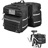 Axiniu Bike Panniers Bag 50L Bicycle Panniers for Rear Rack with Waterproof Rain Cover, Ebike Saddle Bags, Bike Rack Bag, Saddlebags for Bikes, Black Large Capacity Reflective Strip