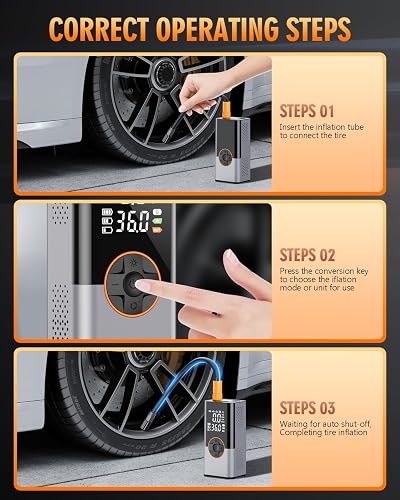 Portable Air Compressor – 150 PSI, 25000mAh Battery, Cordless Tire Inflator For Car, Bike, Balls With Digital Gauge