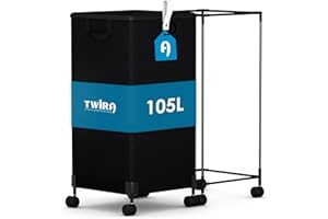 Laundry Basket With Wheels 105L, Large Rolling Laundry Hamper With Removable Bag, Metal Frame Collapsible Dirty Clothes Bin, 